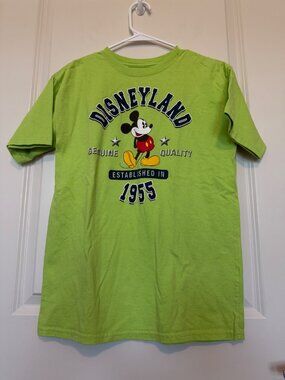 Disney Parks Disneyland 1955 Mickey Mouse Shirt Sz XL Green Hanes Beefy-T Resort